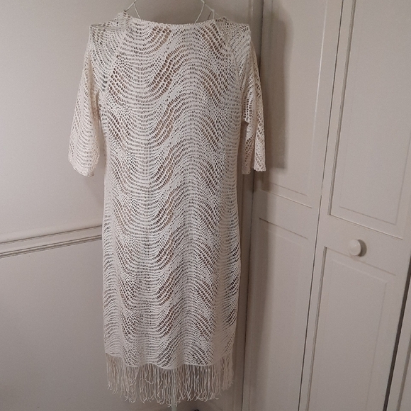 Emma & Michele Cream Crochet Midi Dress - Picture 3 of 9